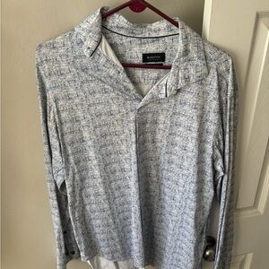 Bugatchi Men's Textured Blue and White Shirt